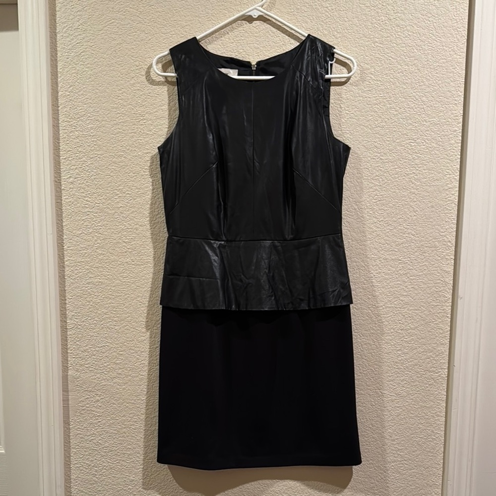Alyx Black Peplum Faux Leather Cocktail Mini Dress